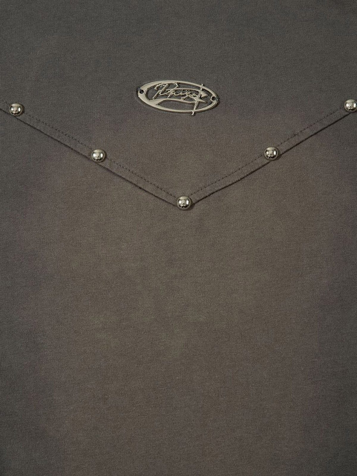 Vintage Washed Stitching Rivets T-shirt