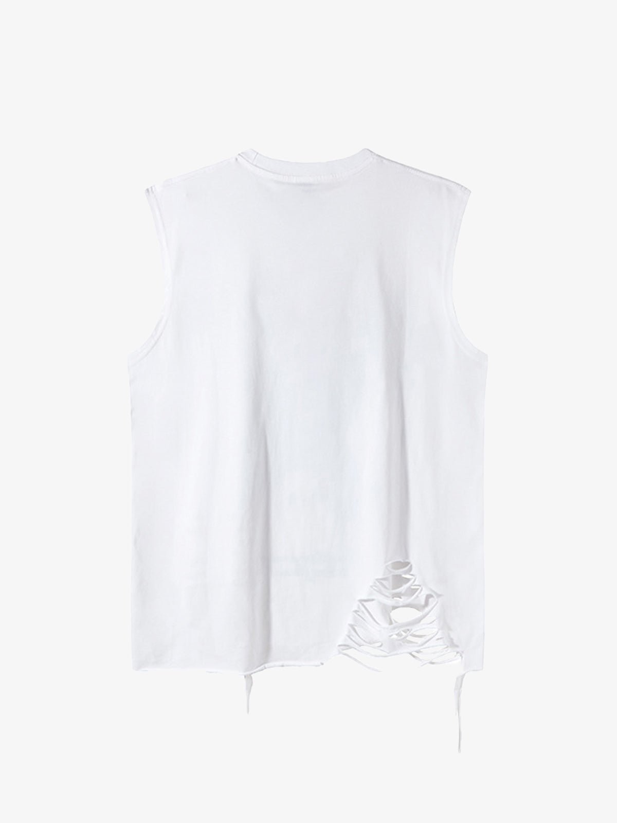 Asymmetric Distressed Graffiti Chain Vest
