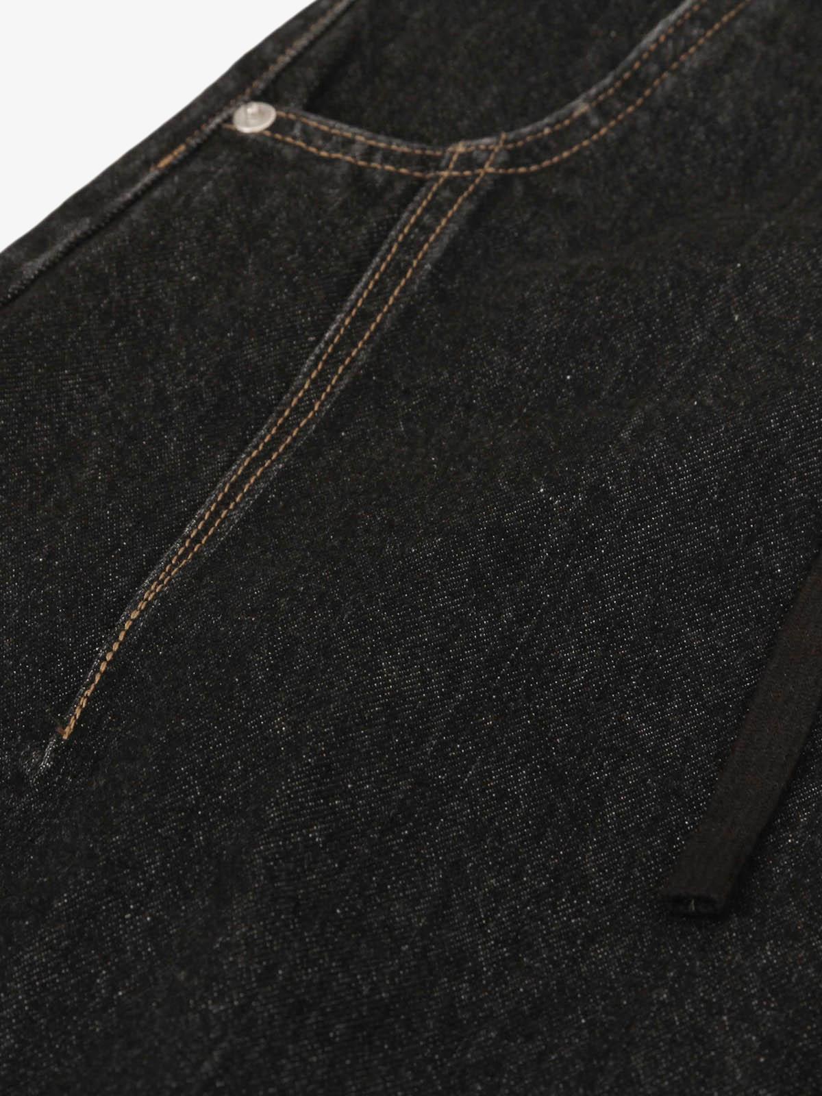Patchwork Plaid Pleated Baggy Barrel Jeans
