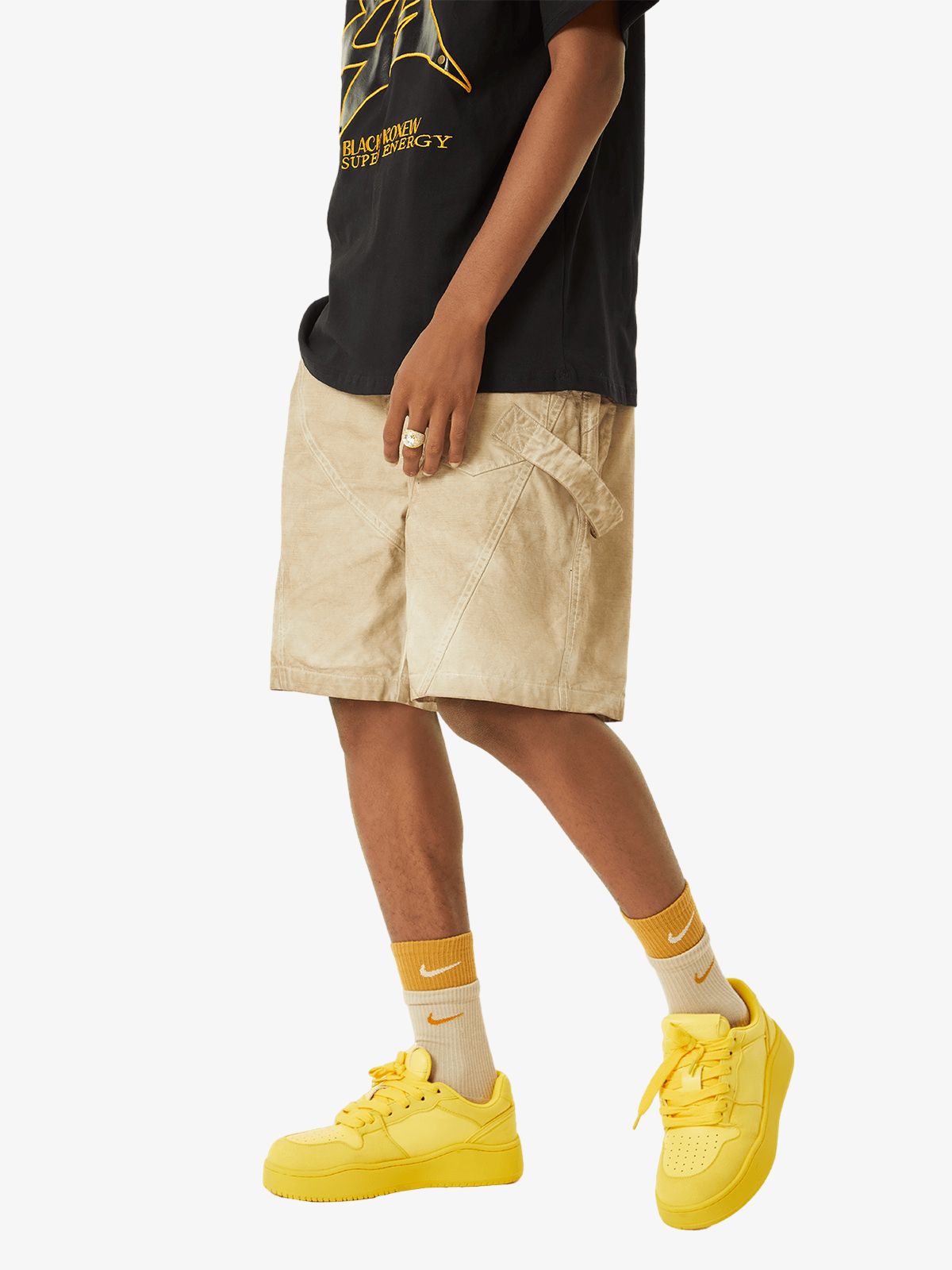 Retro Washed Distressed Hip-Hop Shorts