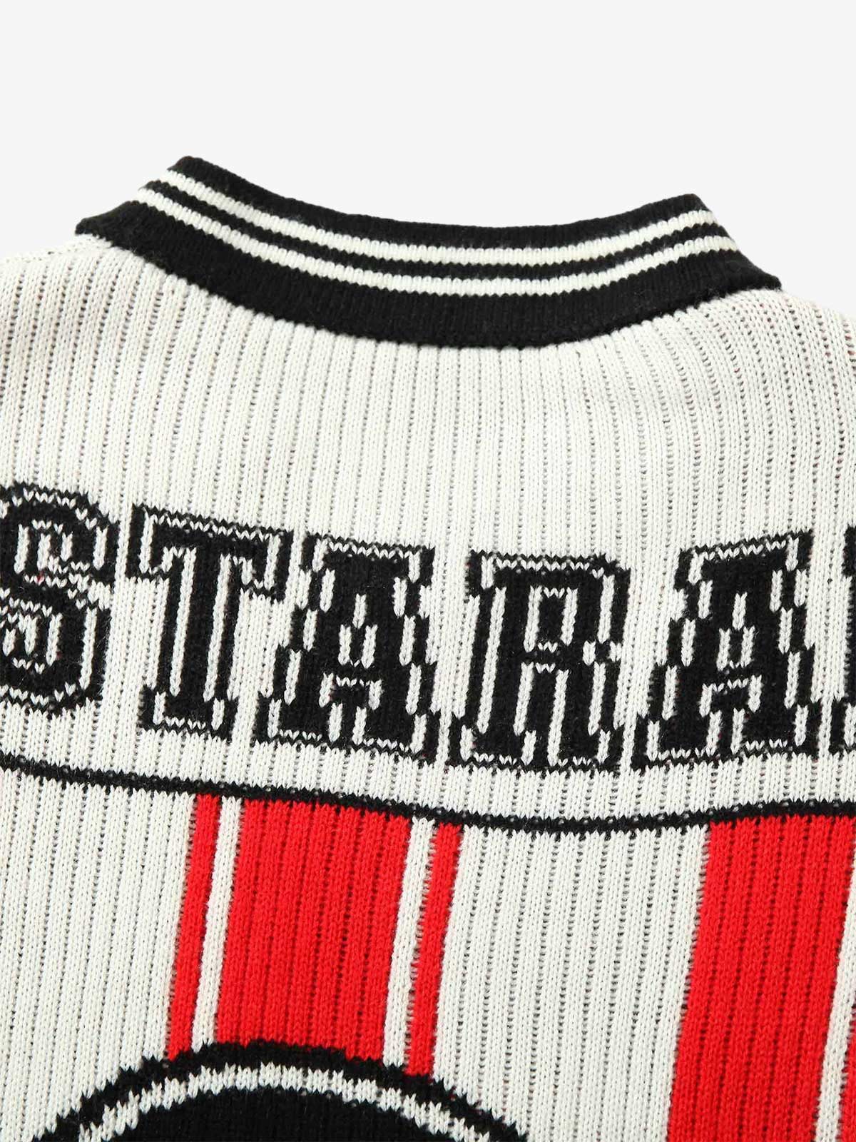 Vintage Striped Baseball Short-sleeved Knit Sweater