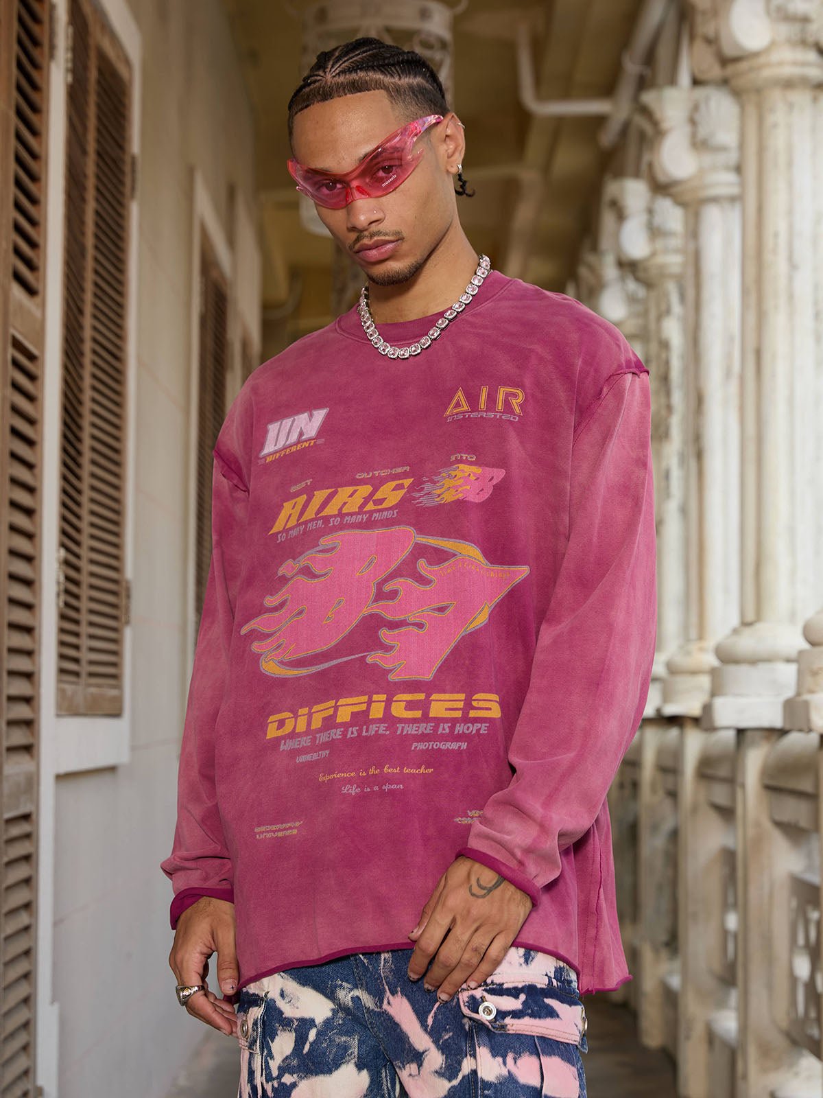 Washed Edge Long Sleeve T-Shirt
