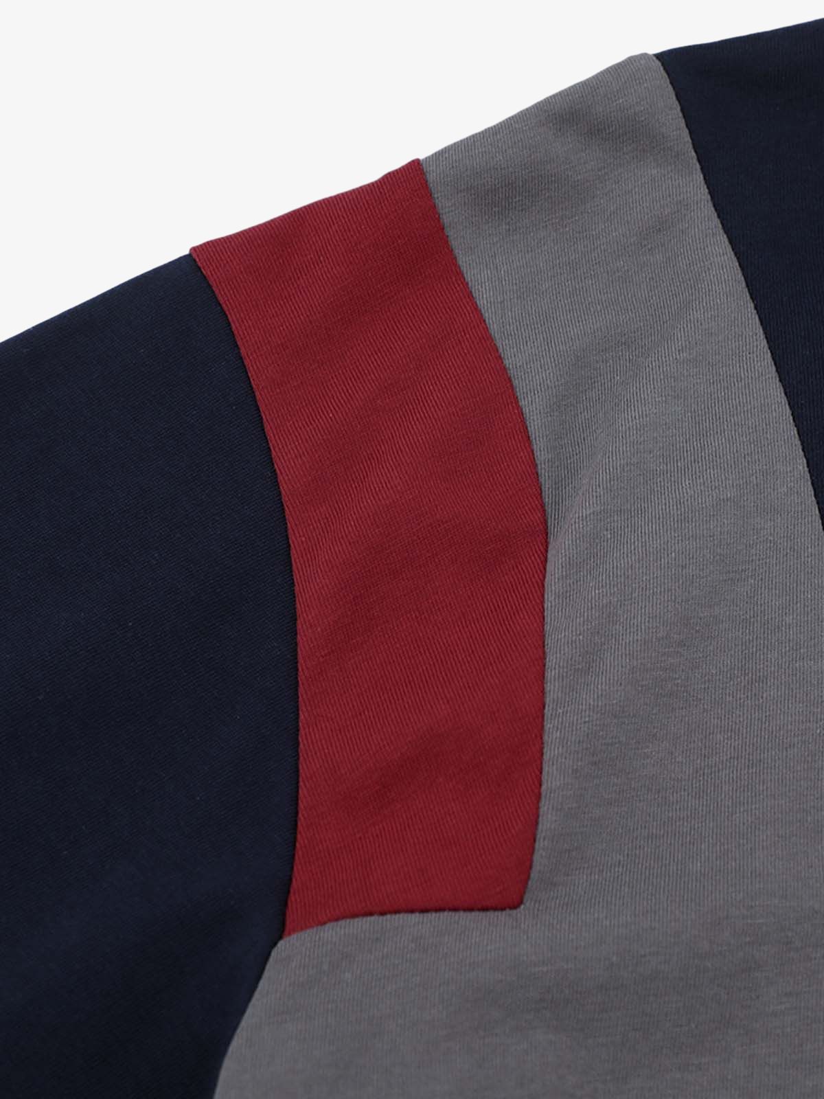 Retro Contrast Color Stitching Embroidered Letter Jersey T-shirt