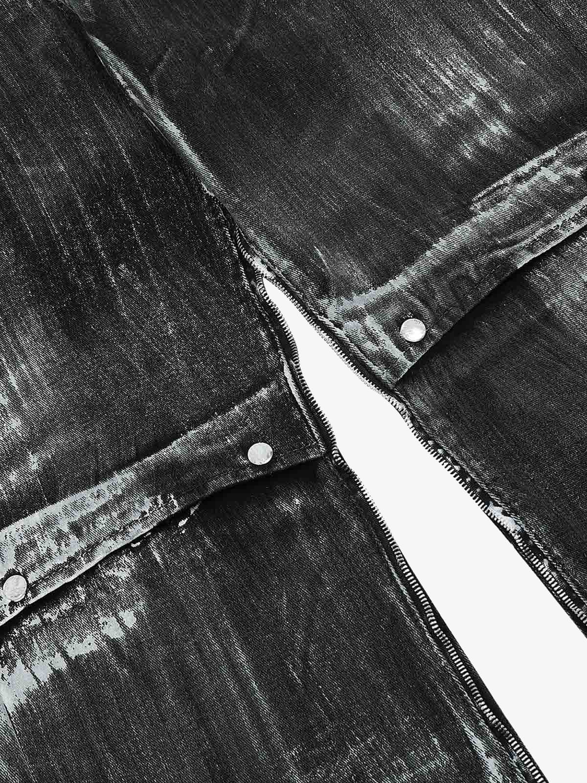 Street Batik Deconstructed Split Jeans