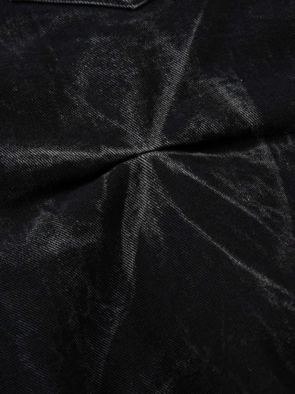 Denim Heavy Washed Distressed Pleated Baggy Jeans