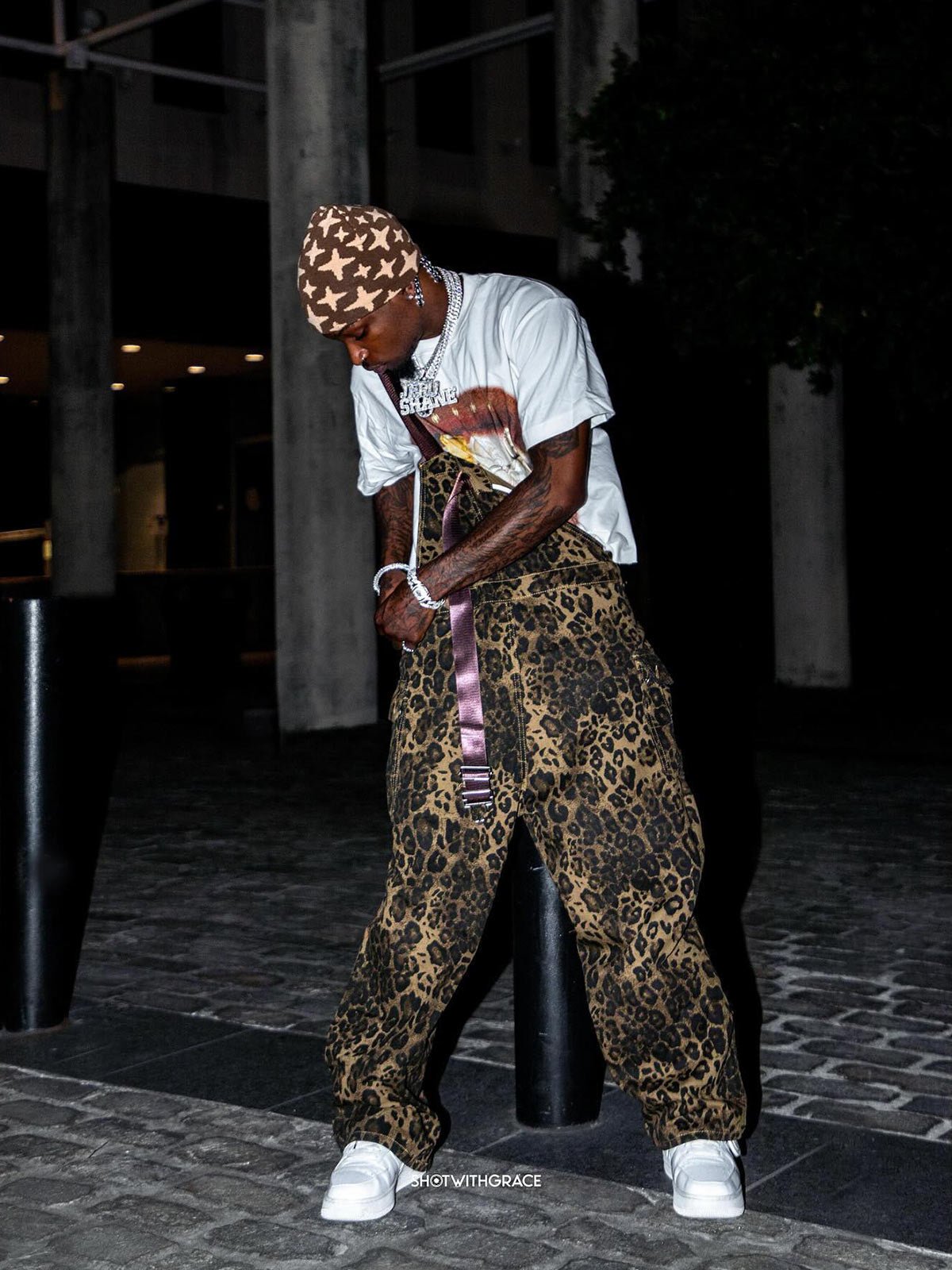 Leopard Print Street Style Workwear Overalls