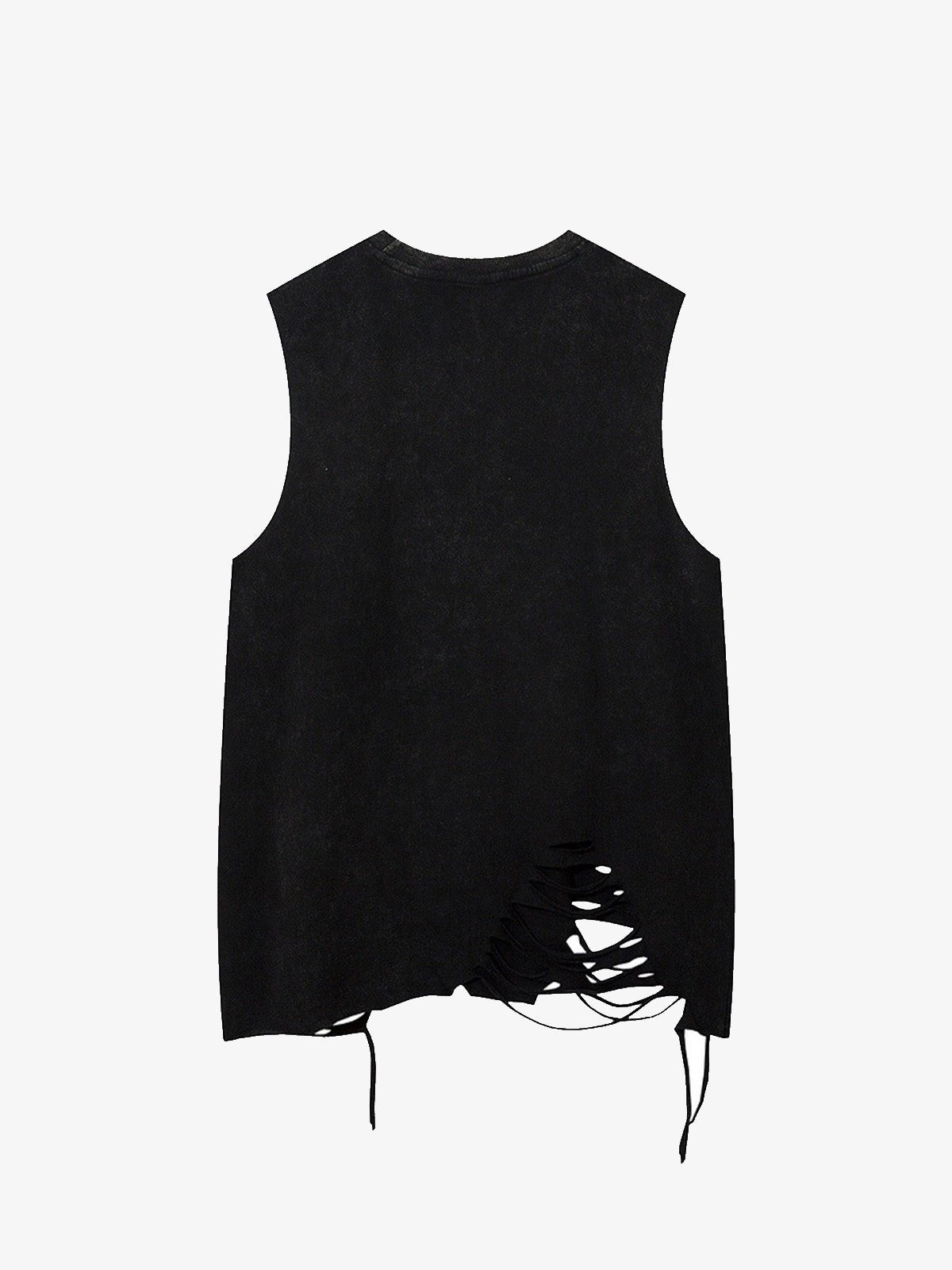 Distressed Ripped Graphic Cross Print Vest