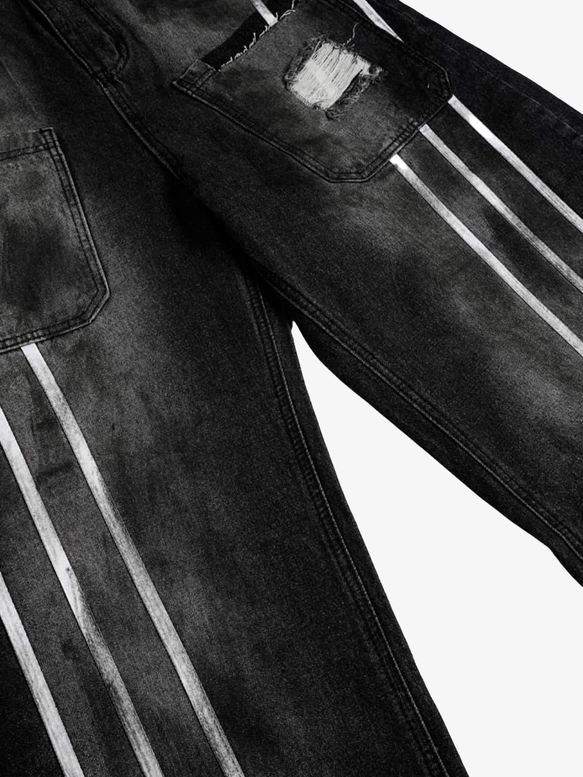 Street Stripe Dirty Dye Barrel Jeans