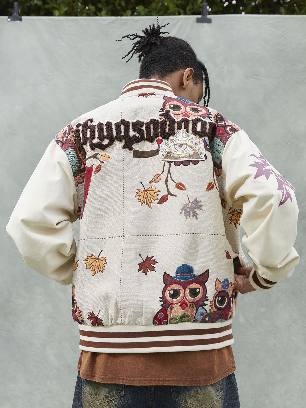 Owl Patch Embroidered Baseball Jersey