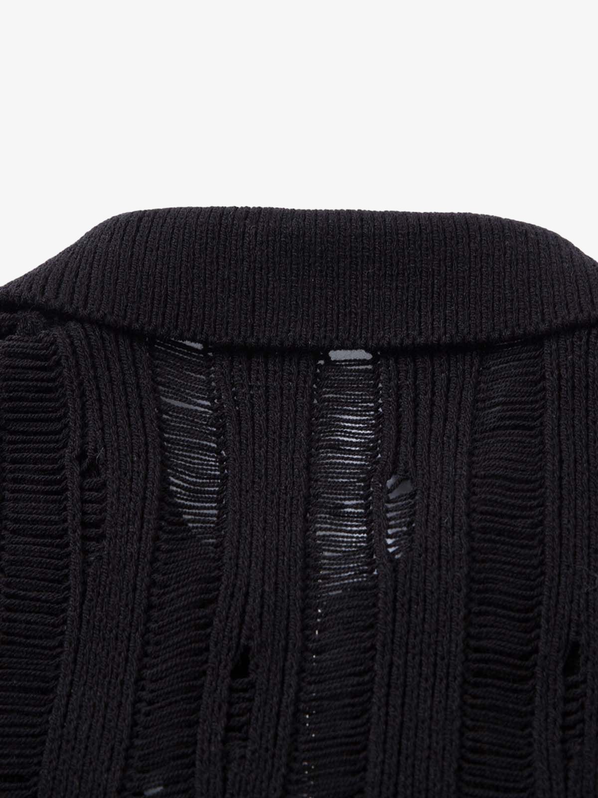 Cleanfit Black Knit Zip-Up Short-Sleeve Shirt