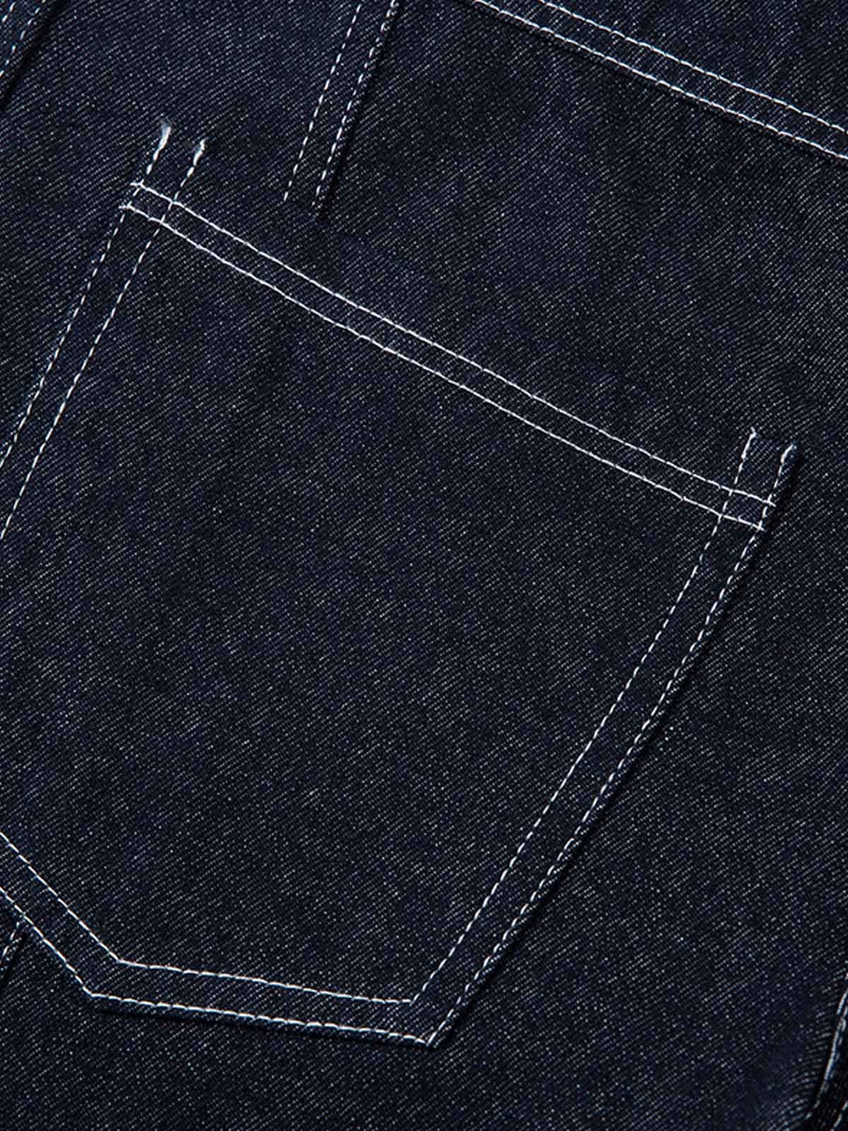 Deconstructed Contrast Stitching Barrel Jeans