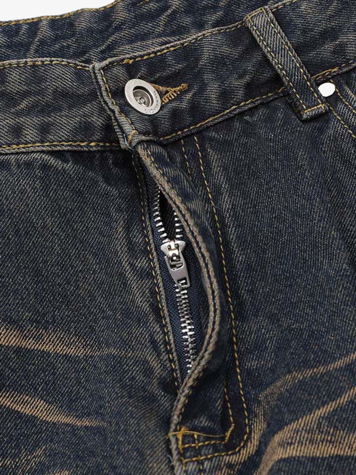 Vintage Washed Distressed Multi Pocket Cargo Jeans