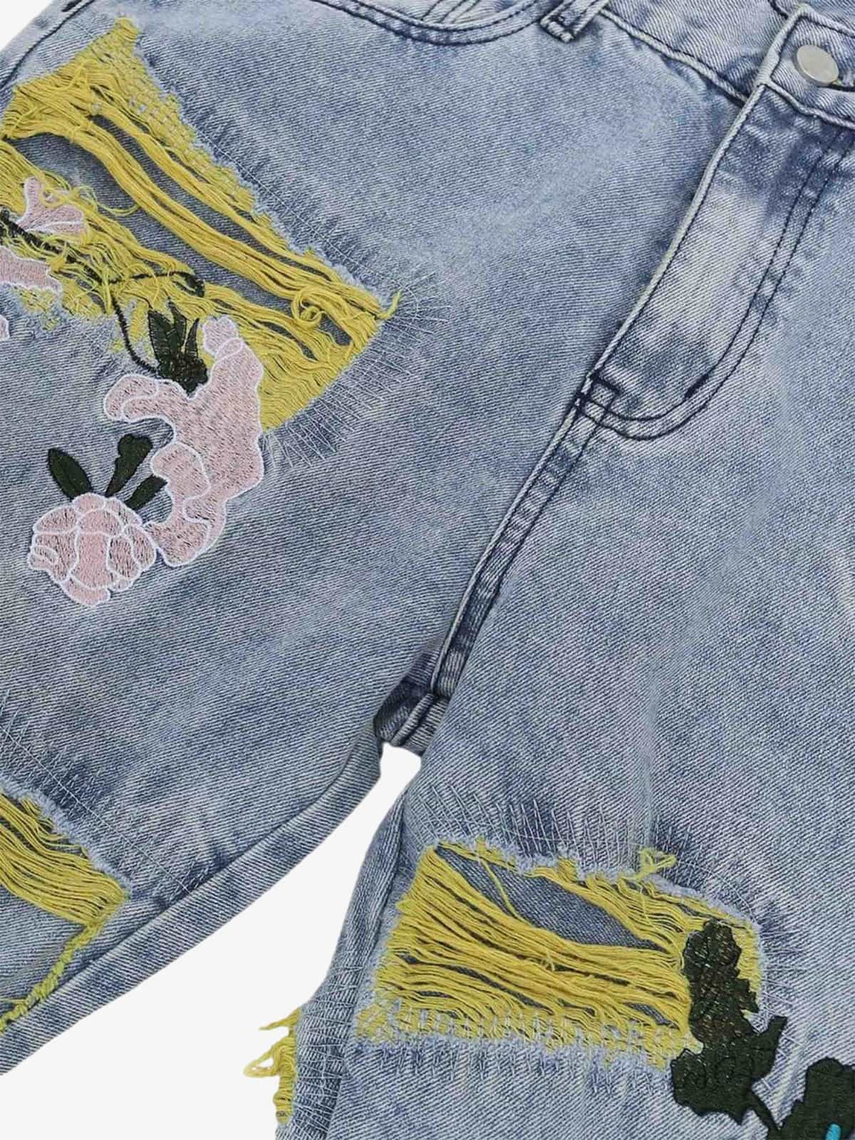 Plum Embroidery Jeans