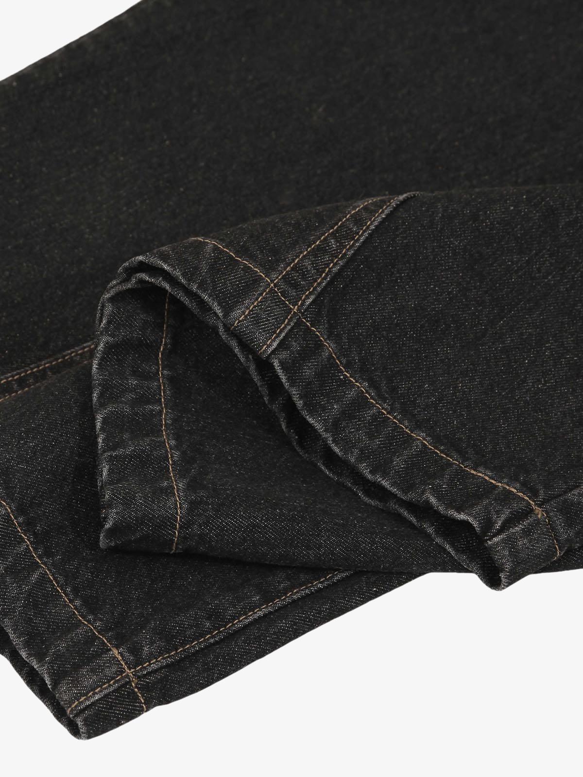 Patchwork Plaid Pleated Baggy Barrel Jeans