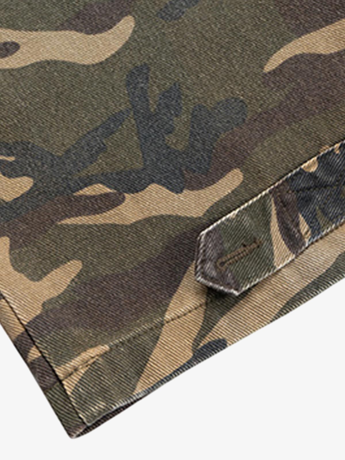Retro Stitching Faux Two-Piece Camouflage Jeans