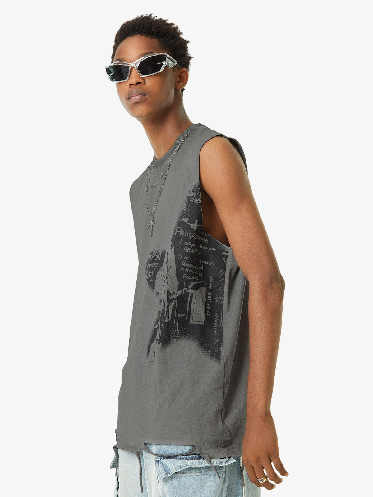 Vintage Necklace Star Print Hip-Hop Tank Top
