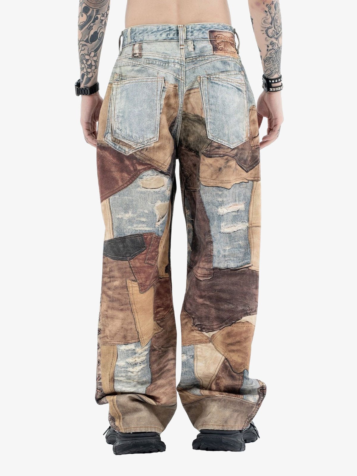 High Street Distressed Washed Printed Jeans