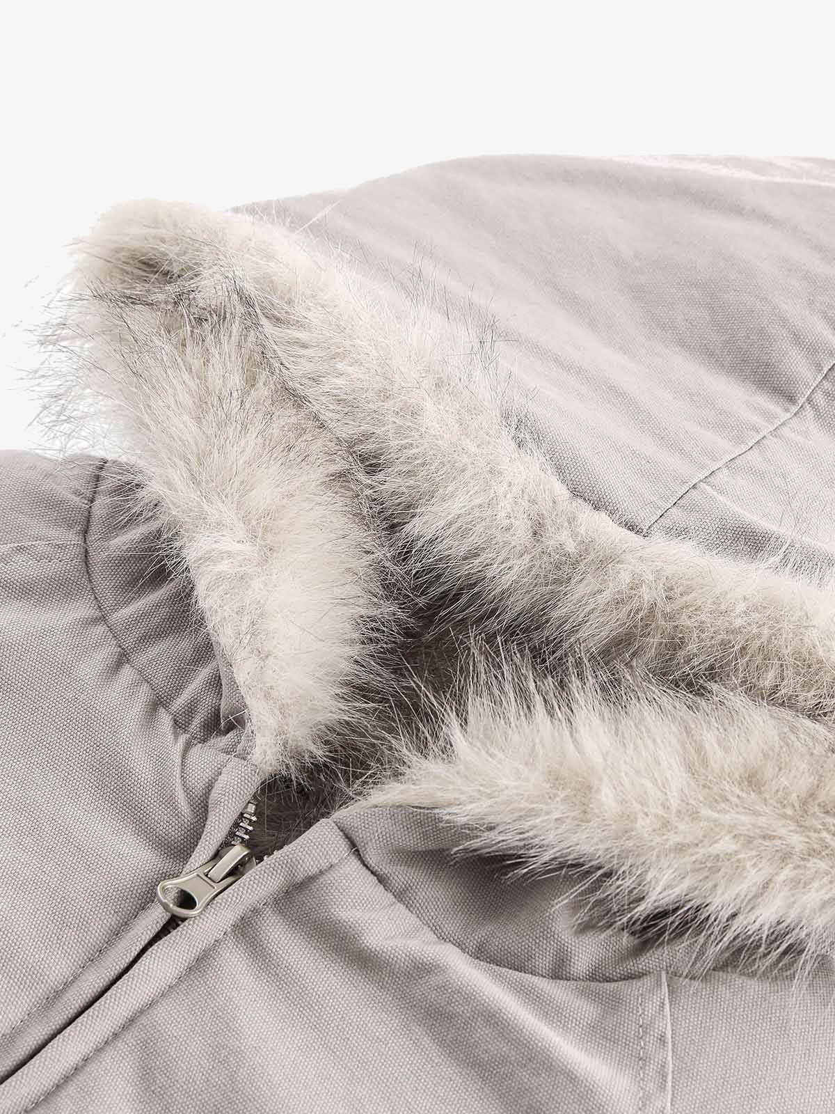 Spliced Fur Hooded Quilted Jacket