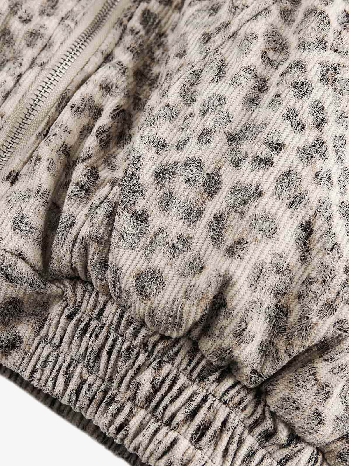 Cotton Cheetah Print Mink Fur Hooded Jacket