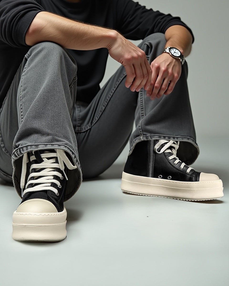 Rubber Sole High-Top Side Zipper Platform Sneakers