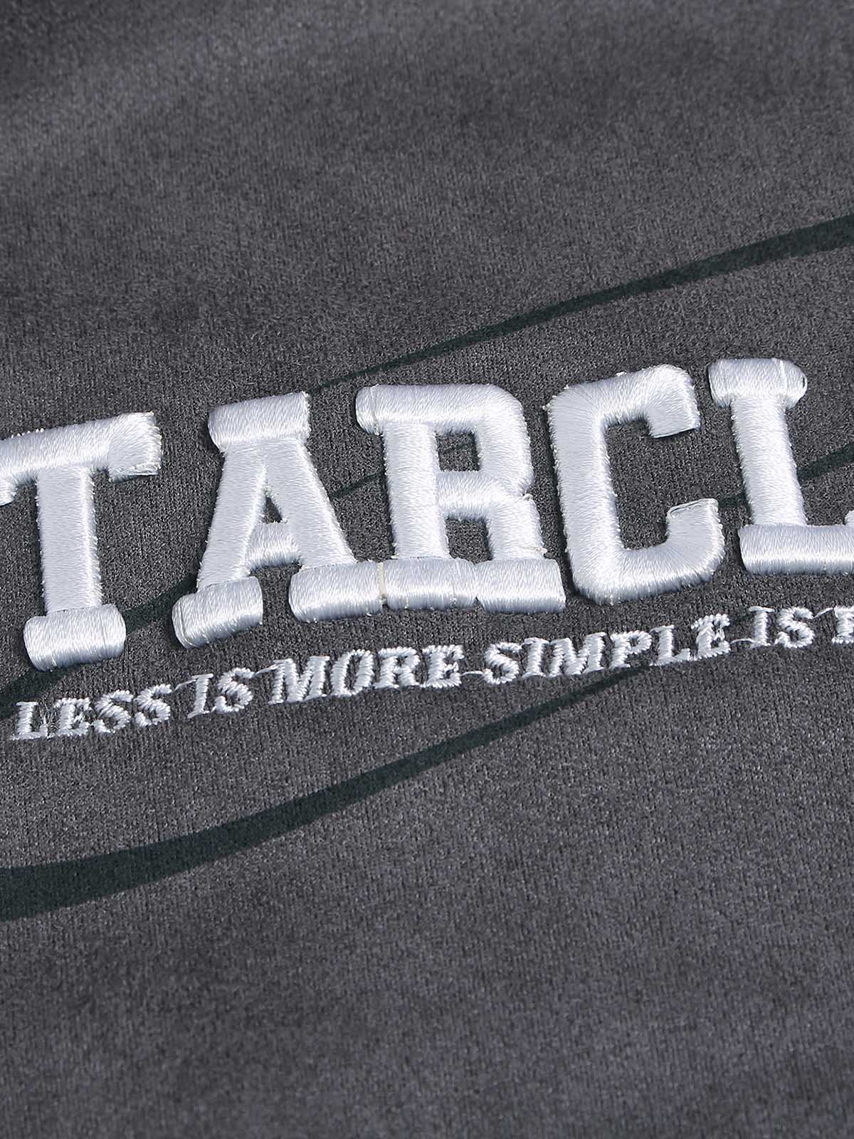 Suede Contrast Color Spliced Letter Embroidery Oversize T-Shirt