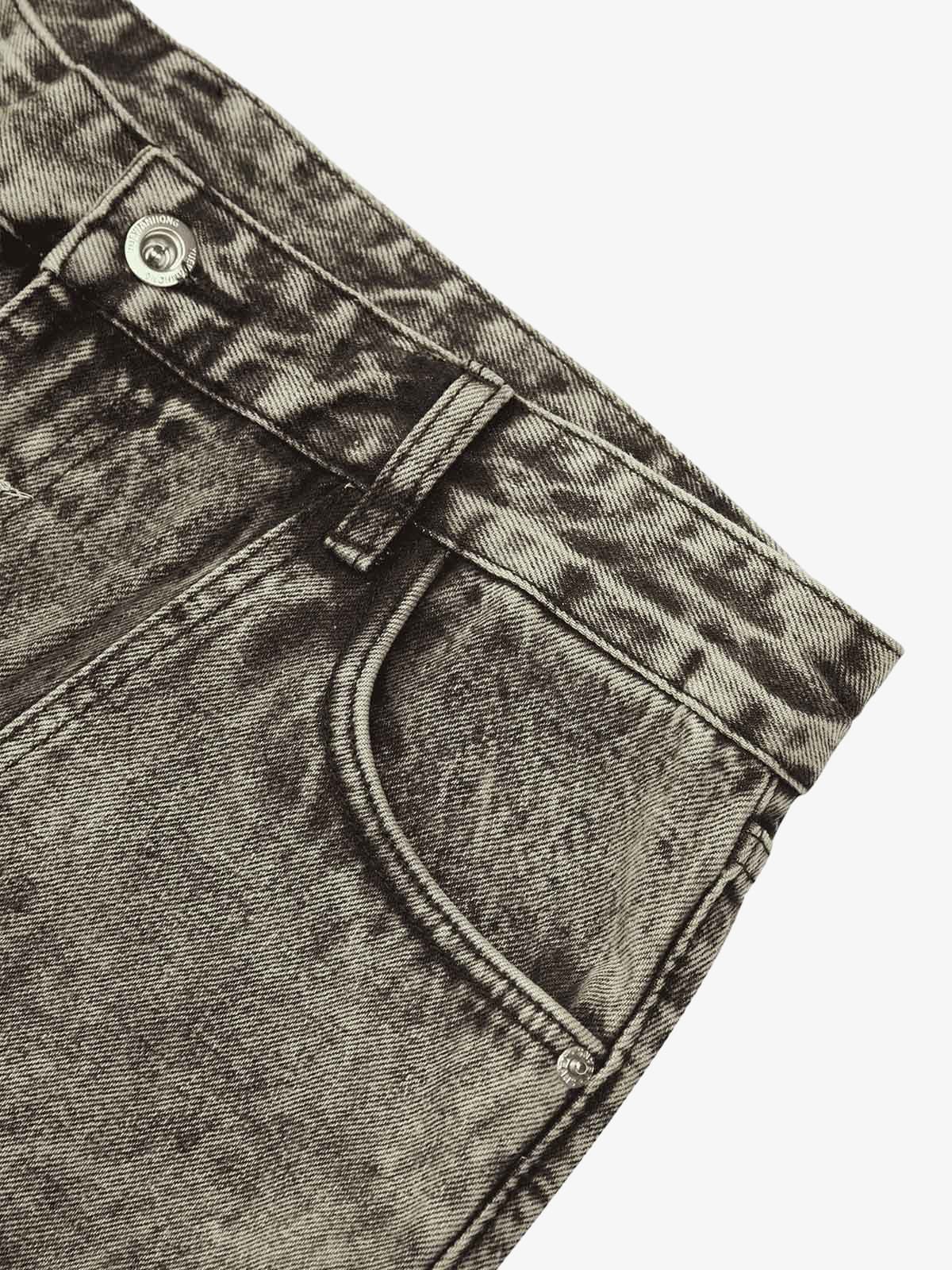 American Street Style Washed Distressed Work Jeans