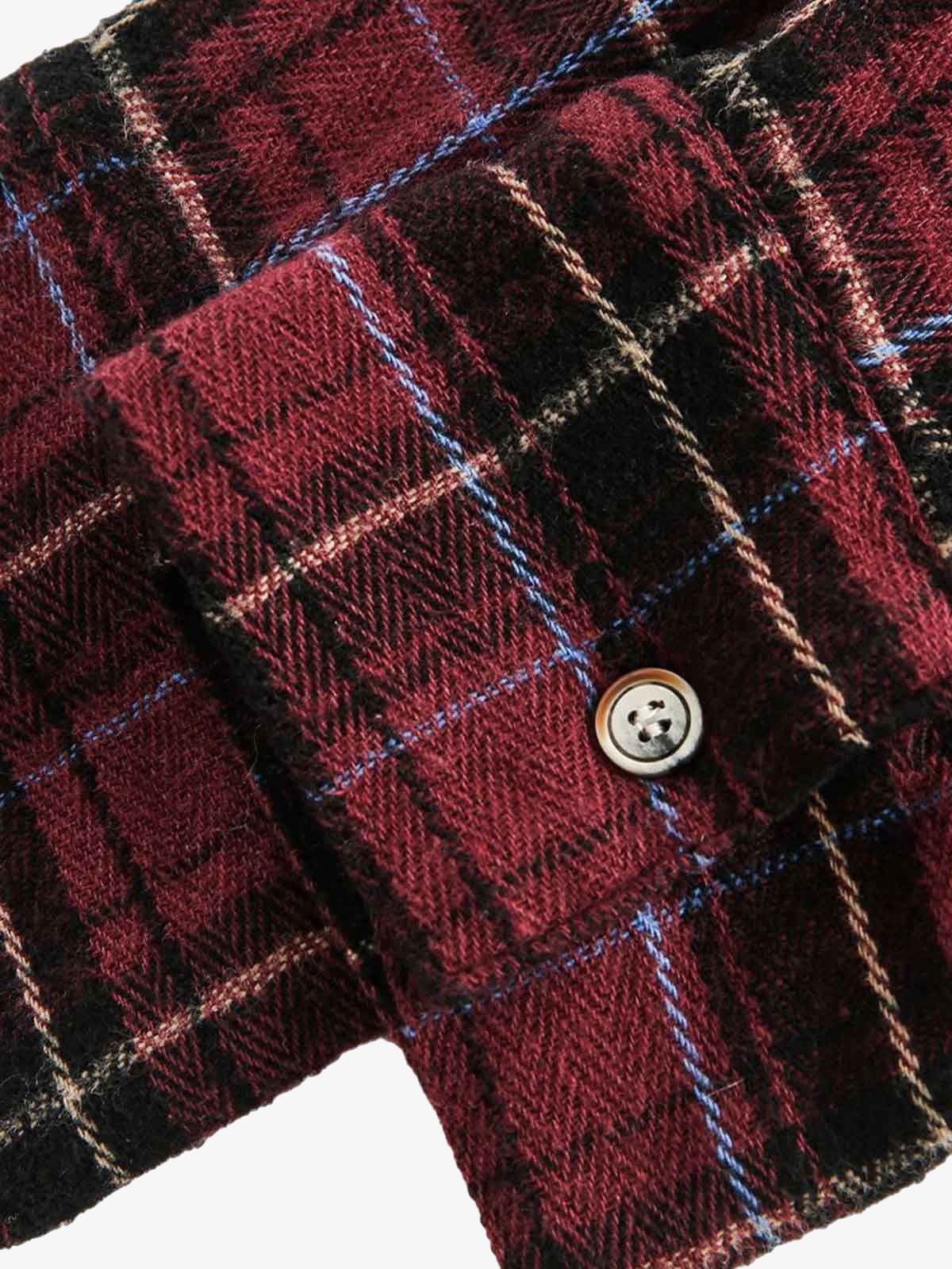 Retro Faux Two-Piece Plaid Shirt