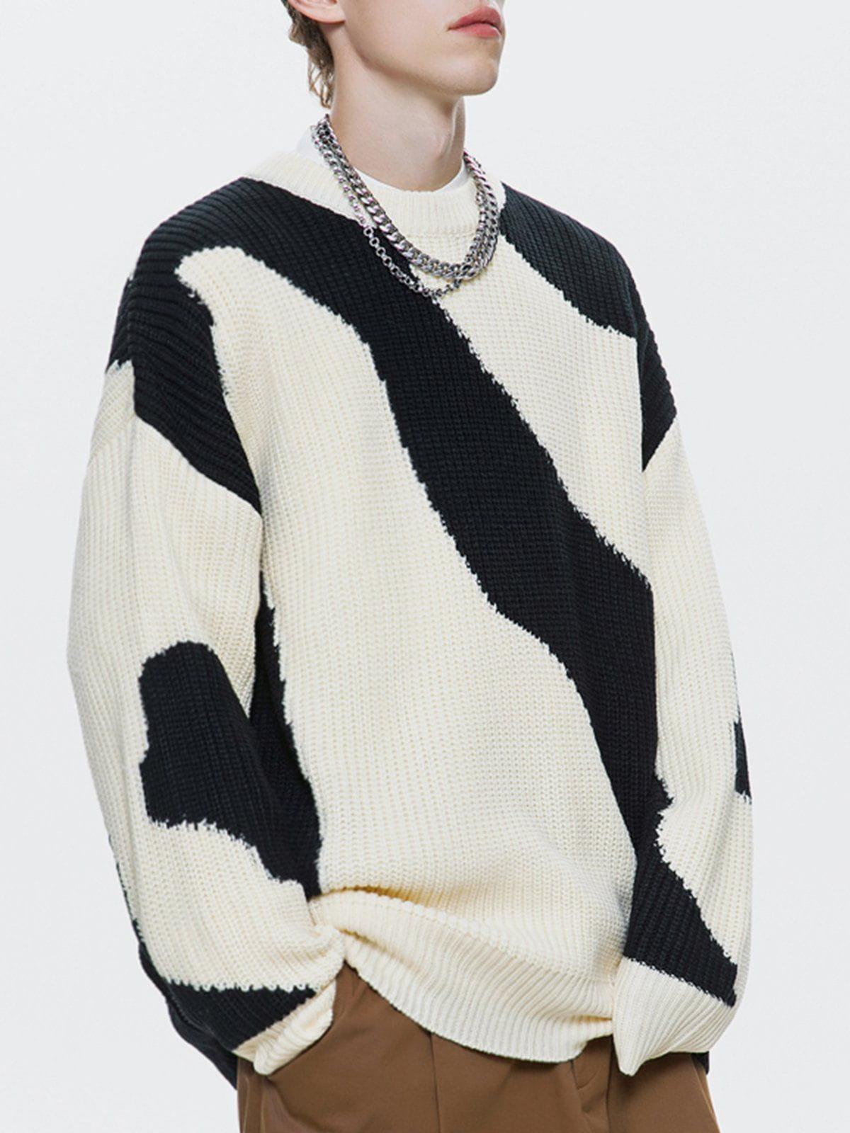 Irregular Contrast Sweater