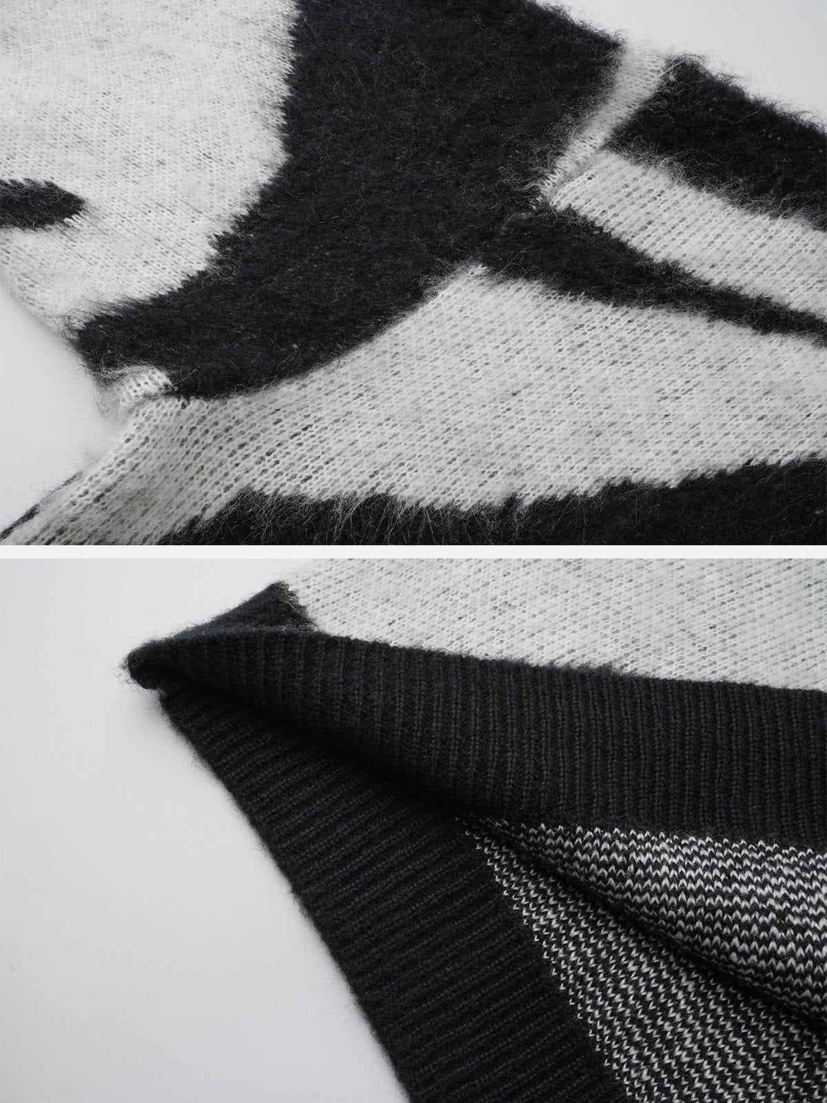 Irregular Contrasting Color Sweater