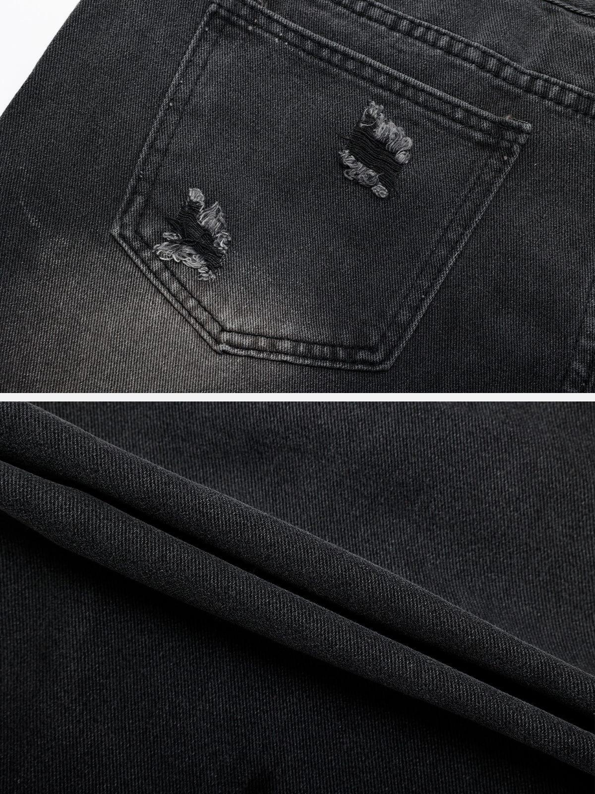 Irregular Patch Ripped Jeans