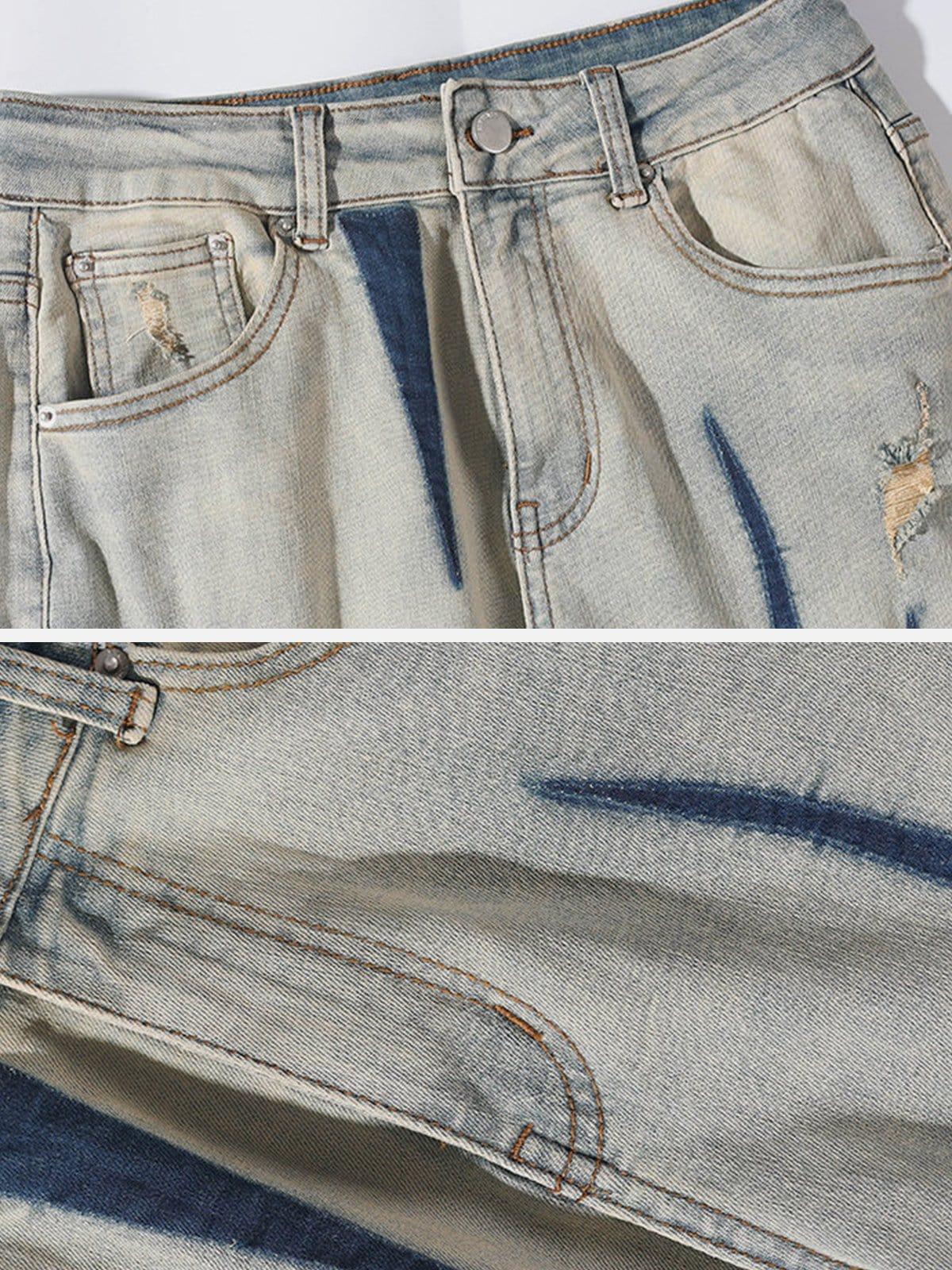 Irregular Patch Ripped Jeans