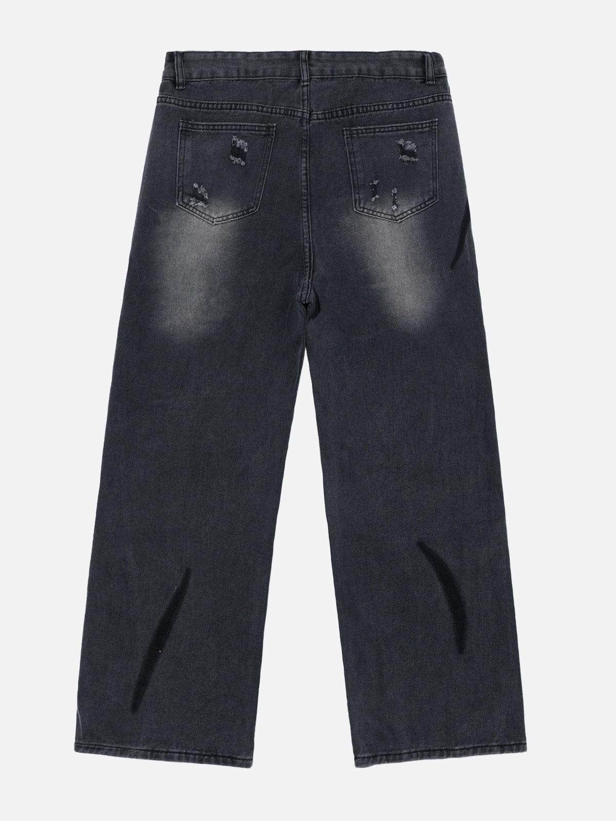 Irregular Patch Ripped Jeans