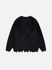Irregular Patchwork Distressed Sweater