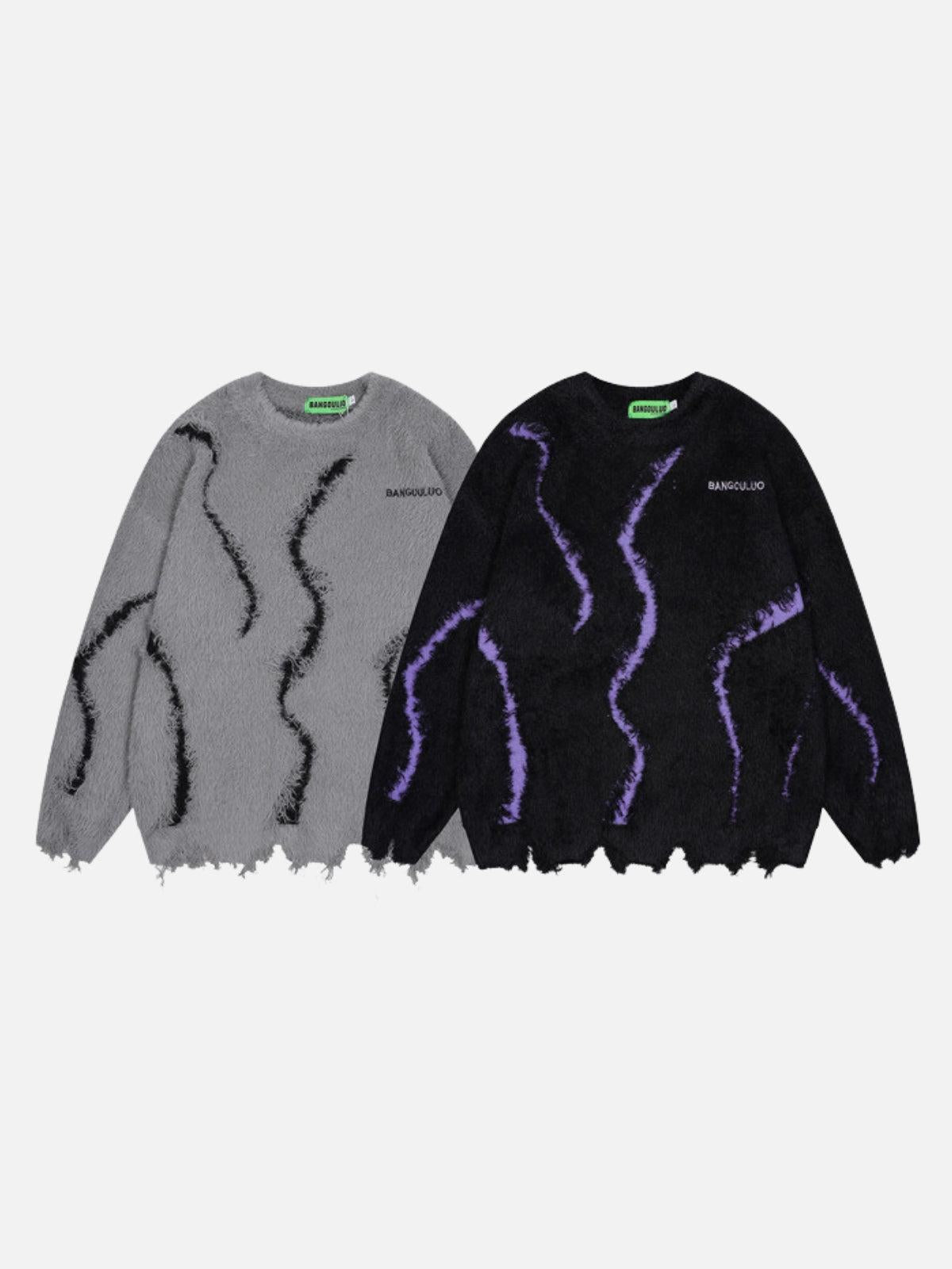 Irregular Patchwork Distressed Sweater