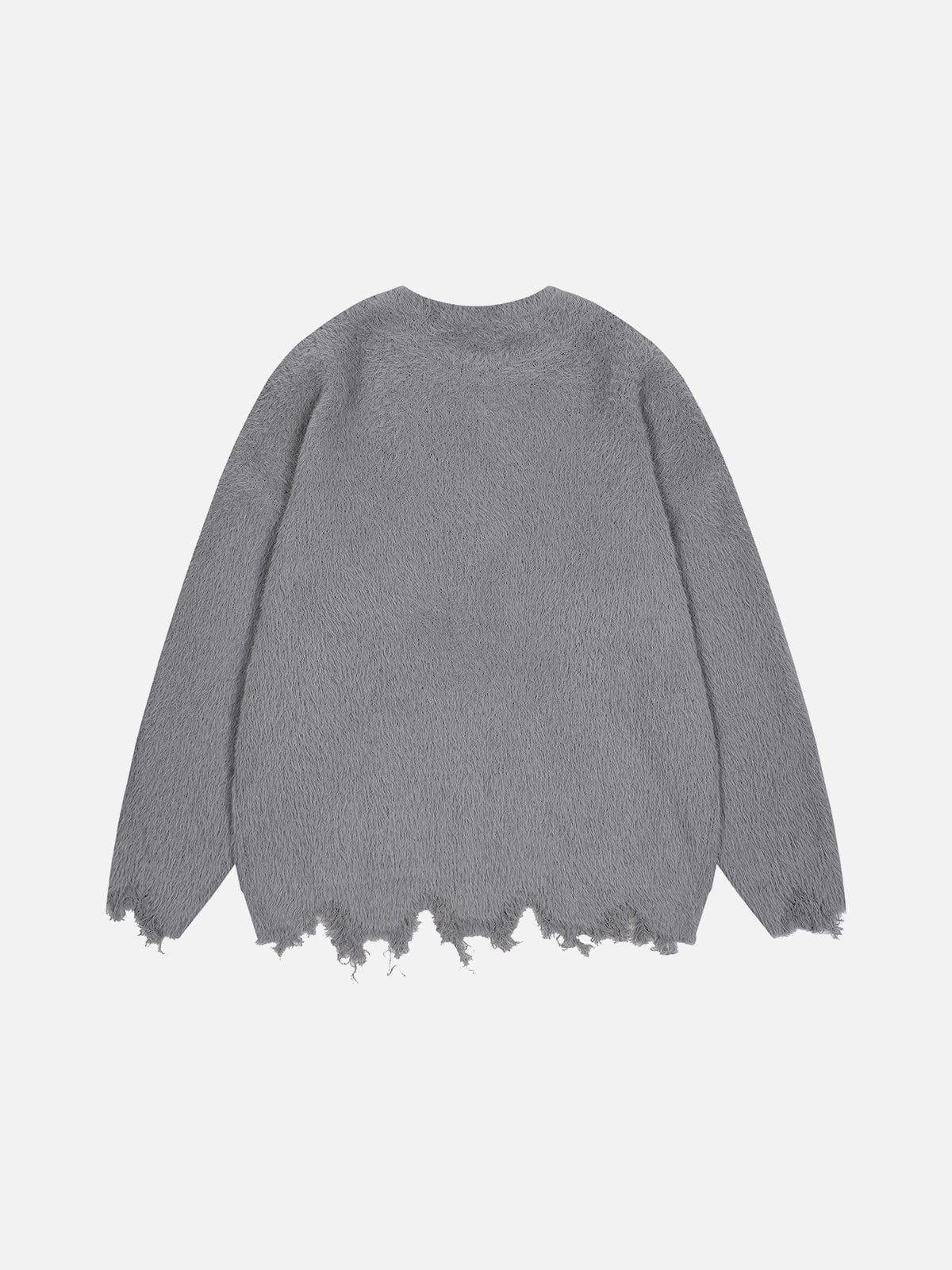Irregular Patchwork Distressed Sweater