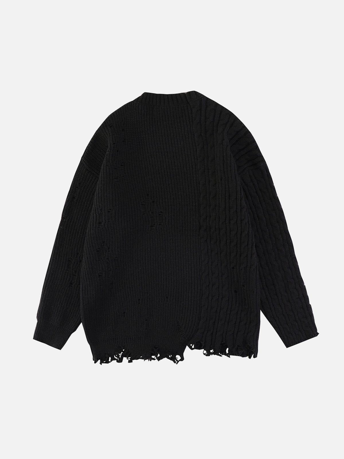 Irregular Patchwork Twist Sweater