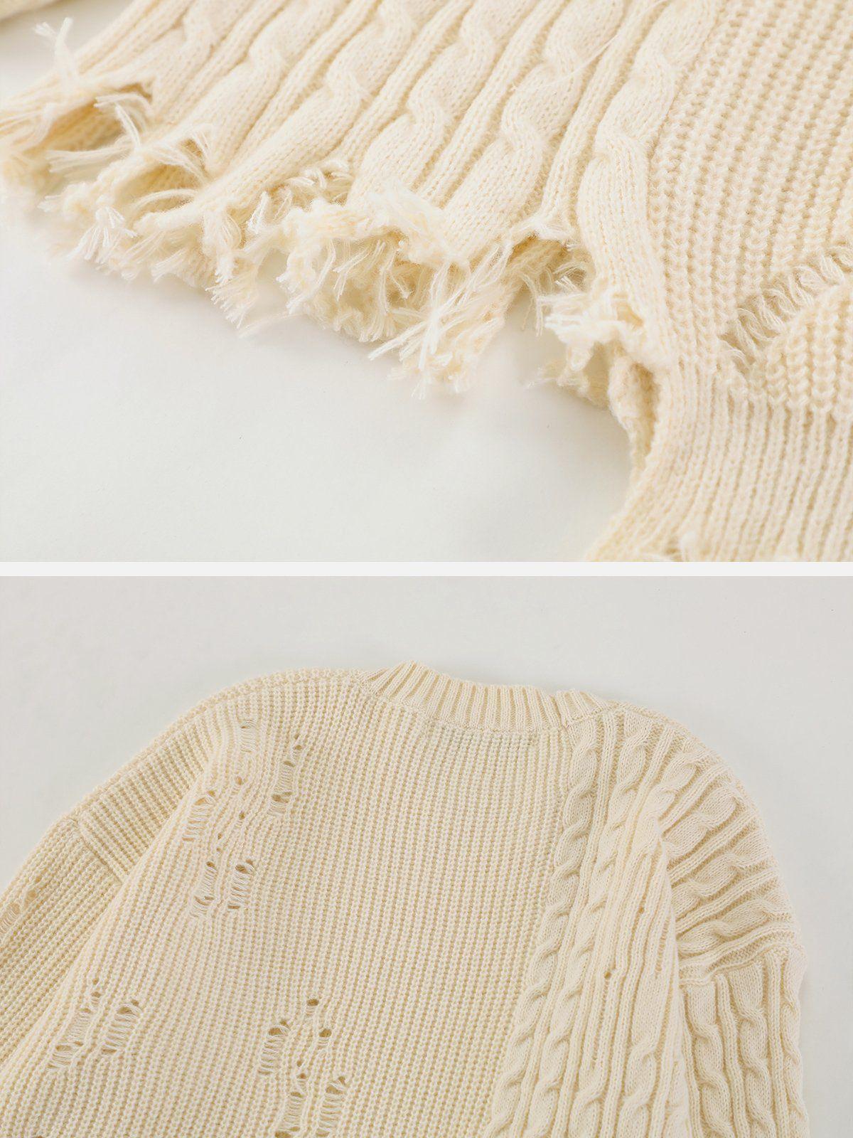 Irregular Patchwork Twist Sweater