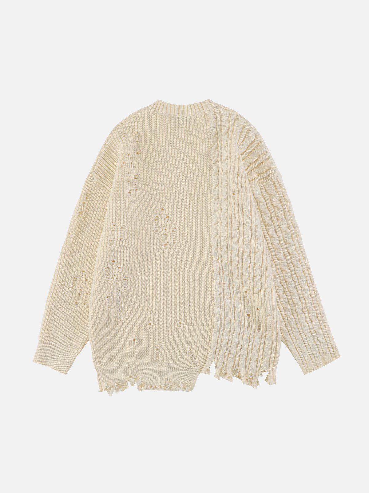 Irregular Patchwork Twist Sweater