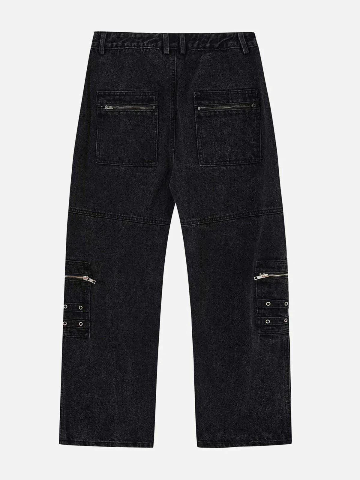 Irregular Pocket Washed Jeans