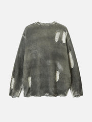 Irregular Ripped Round Neck Sweater