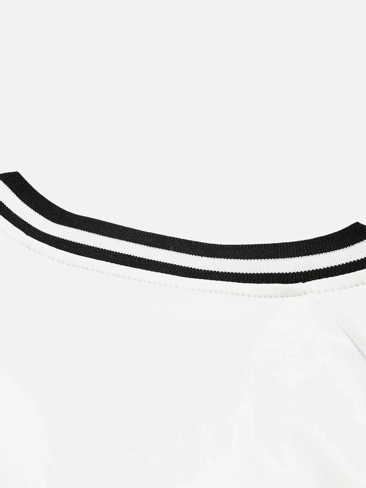 Jersey Contrast Color Stitching Long Sleeve T-Shirt