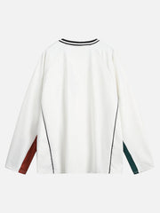 Jersey Contrast Color Stitching Long Sleeve T-Shirt
