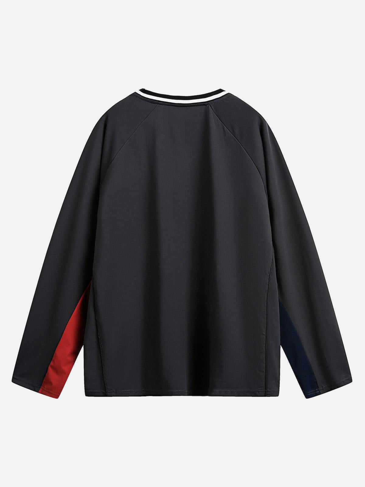 Jersey Contrast Color Stitching Long Sleeve T-Shirt