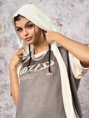 Jersey Deconstructed Contrast Color Stitching Print T-Shirt
