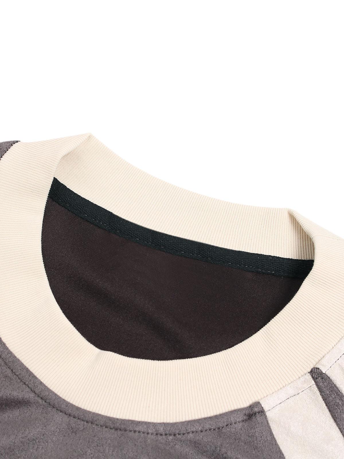 Jersey Deconstructed Contrast Color Stitching Print T-Shirt