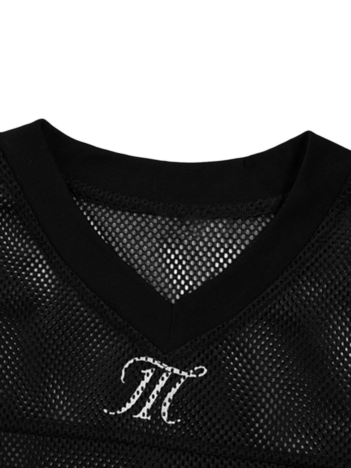 Jersey Letter Print Quick Dry V-Neck T-Shirt