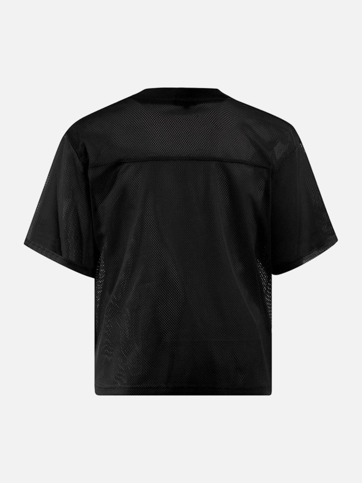 Jersey Letter Print Quick Dry V-Neck T-Shirt