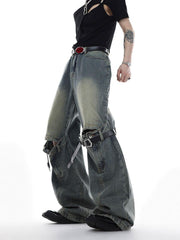 Knee Belt Loose Jeans