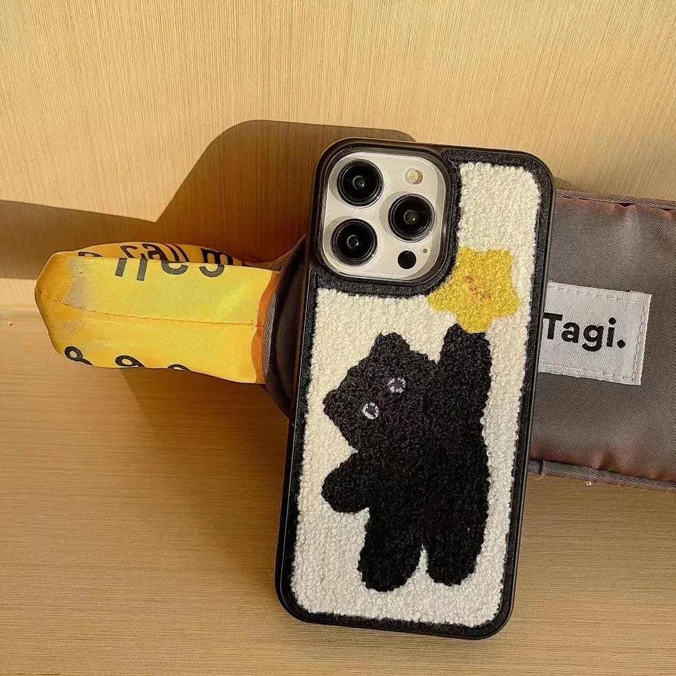 Korean Plush Charm iPhone Case