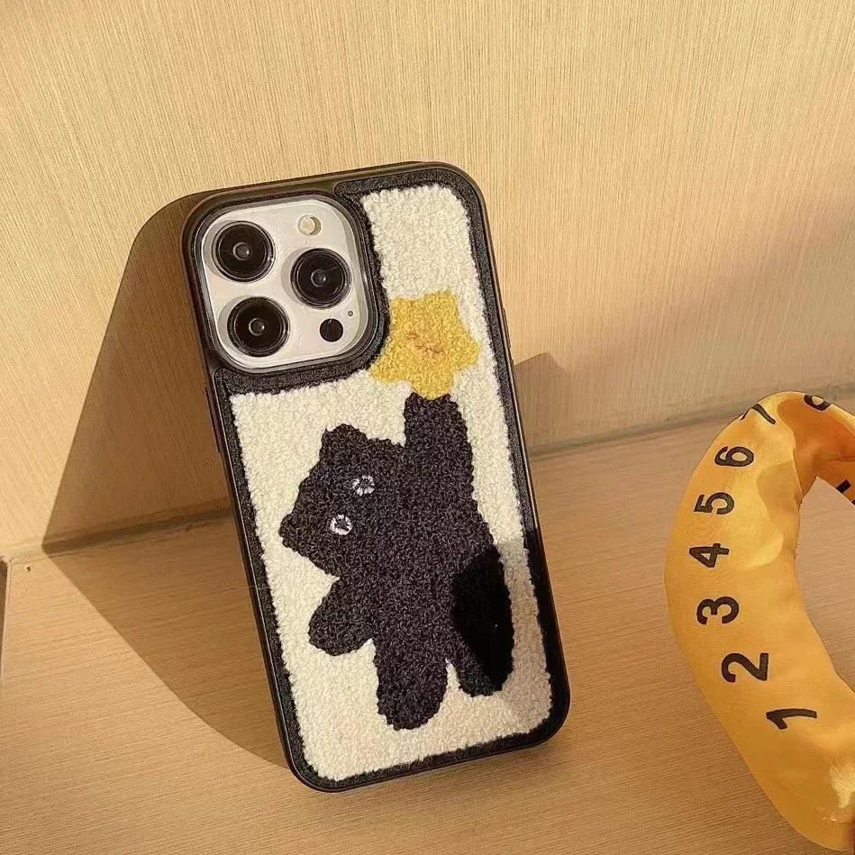 Korean Plush Charm iPhone Case